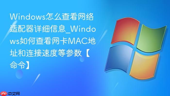 Windows怎么查看网络适配器详细信息_Windows如何查看网卡MAC地址和连接速度等参数【命令】-1