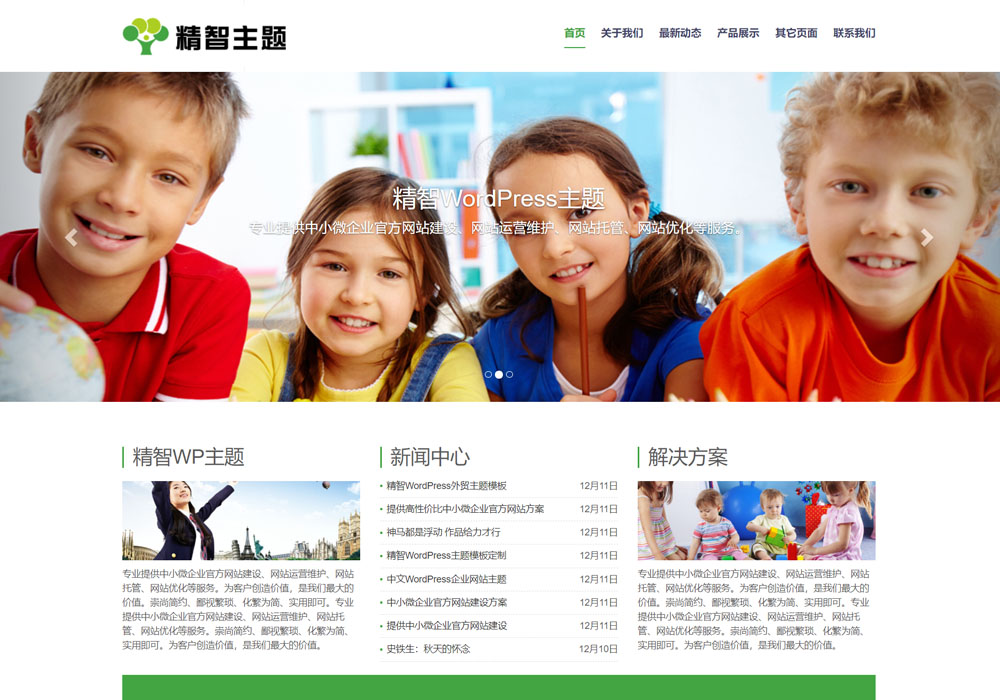 绿色优化效果很好的免费wordpress主题-1